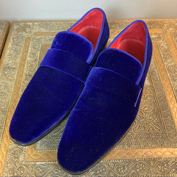 Hugo Boss shoes blue "Evelt" velvet loafers oxfords slippers dress men's size 9